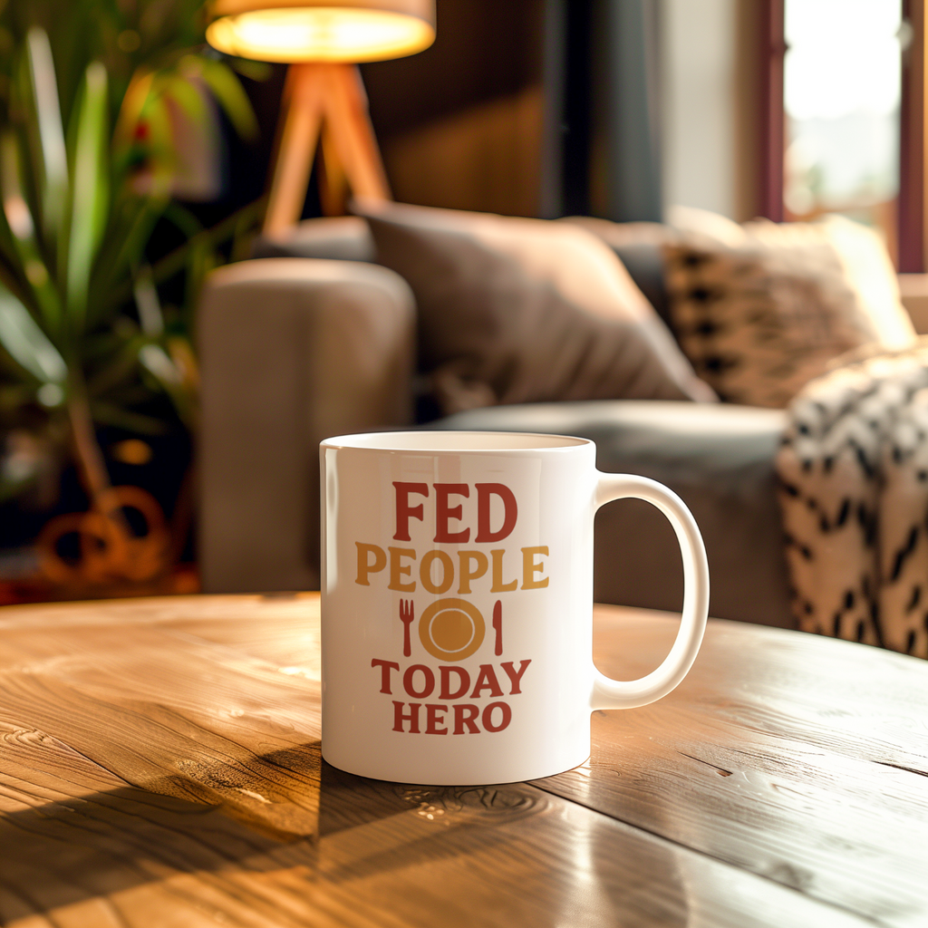 Restaurant Worker Fed People Today Hero Coffee Mug | Unique Gift | Ceramic Mug