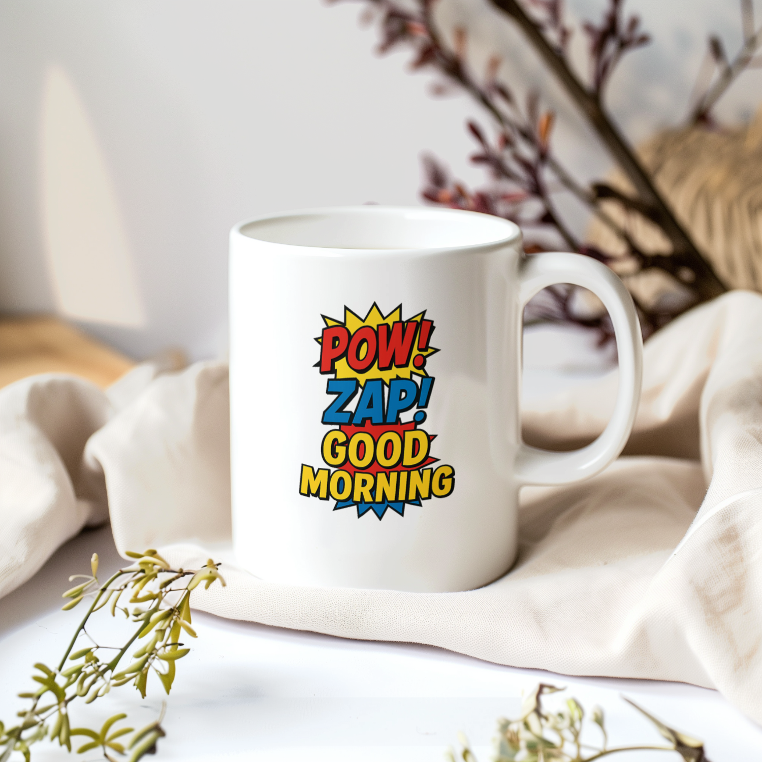 Comic Book Collector Pow Zap Good Morning Coffee Mug | Unique Gift | Ceramic Mug
