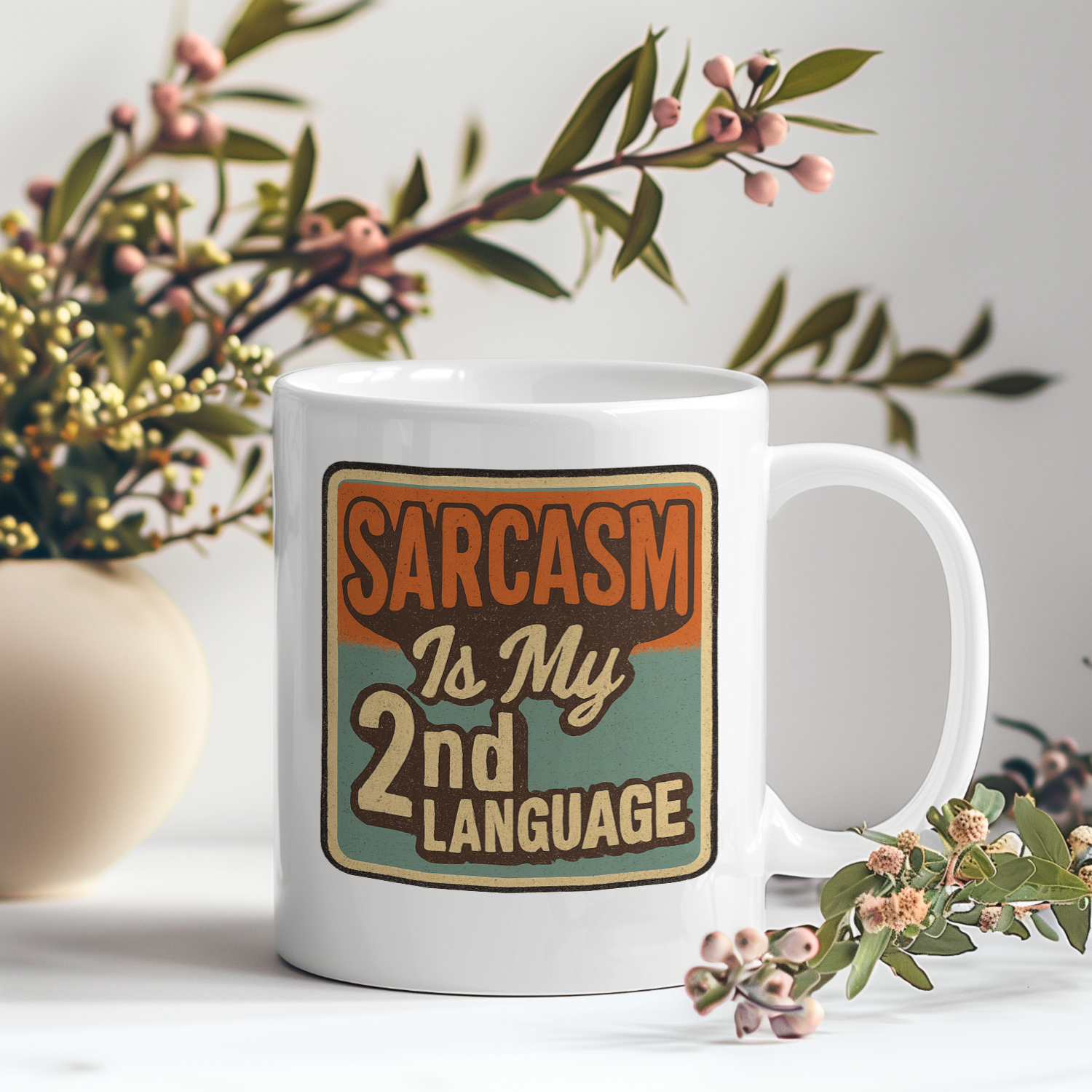 Fluent In Sarcasm And Coffee Coffee Mug | Funny Sarcastic Gift | Ceramic Mug