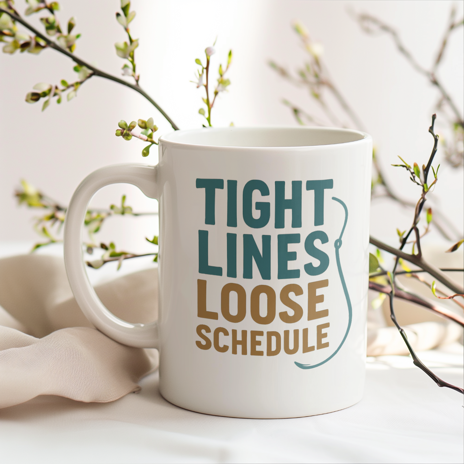 Fisherman Tight Lines Loose Schedule Coffee Mug | Unique Gift | Ceramic Mug