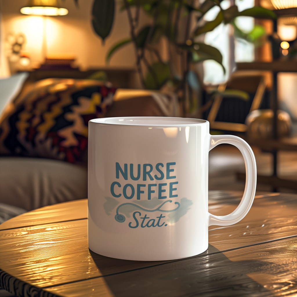 This Nurse Needs Coffee Stat Coffee Mug | Nurse Humor Gift | Ceramic Mug