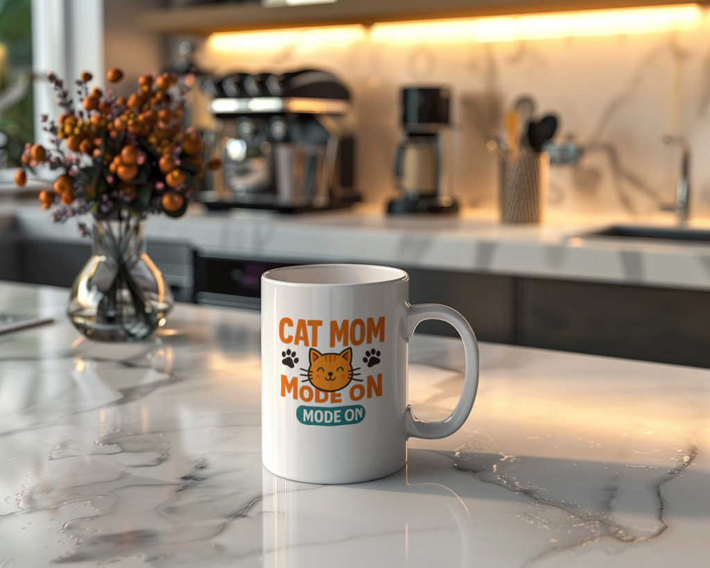 Fueled By Coffee And Cat Cuddles Coffee Mug | Cat Mom Gift | Ceramic Mug