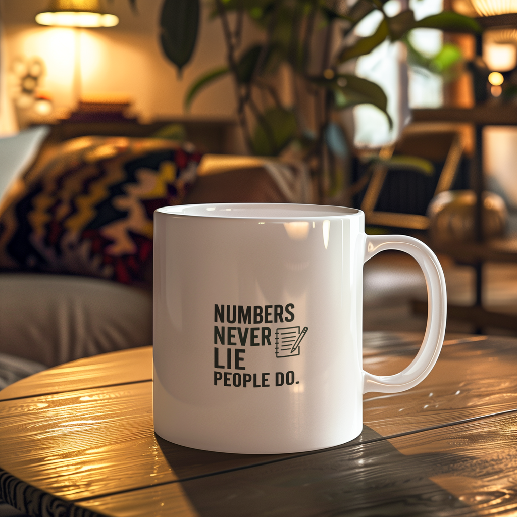 Bookkeeper Numbers Never Lie People Do Coffee Mug | Unique Gift | Ceramic Mug