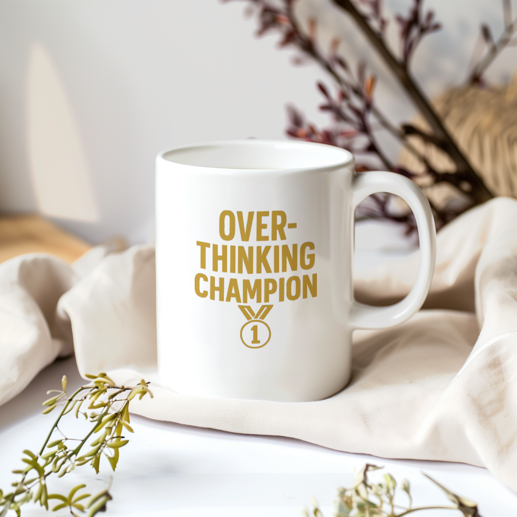 Overthinking Champion Gold Medalist Coffee Mug | Unique Gift | Ceramic Mug