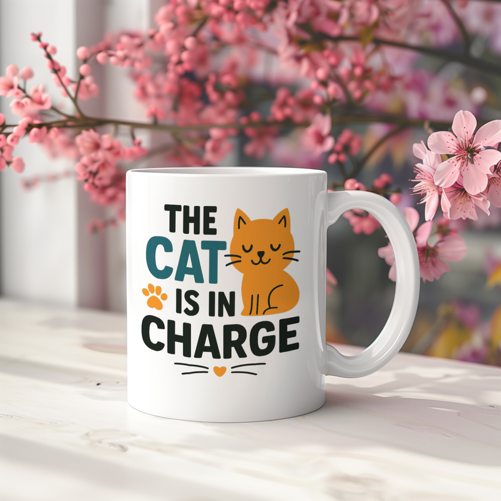Boss Is The Cat Coffee Mug | Funny Pet Humor | Ceramic Mug