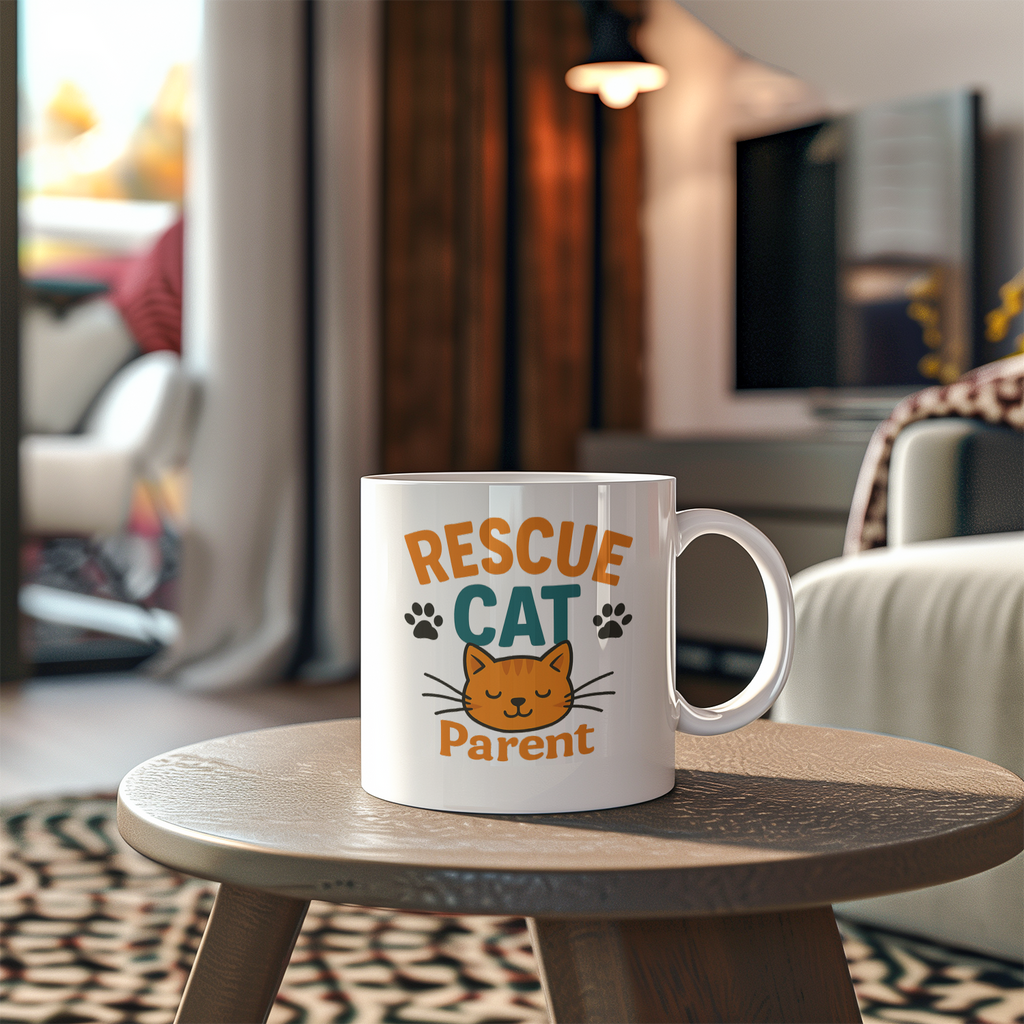 Rescue Cat Changed My Life Coffee Mug | Adoption Gift | Ceramic Mug