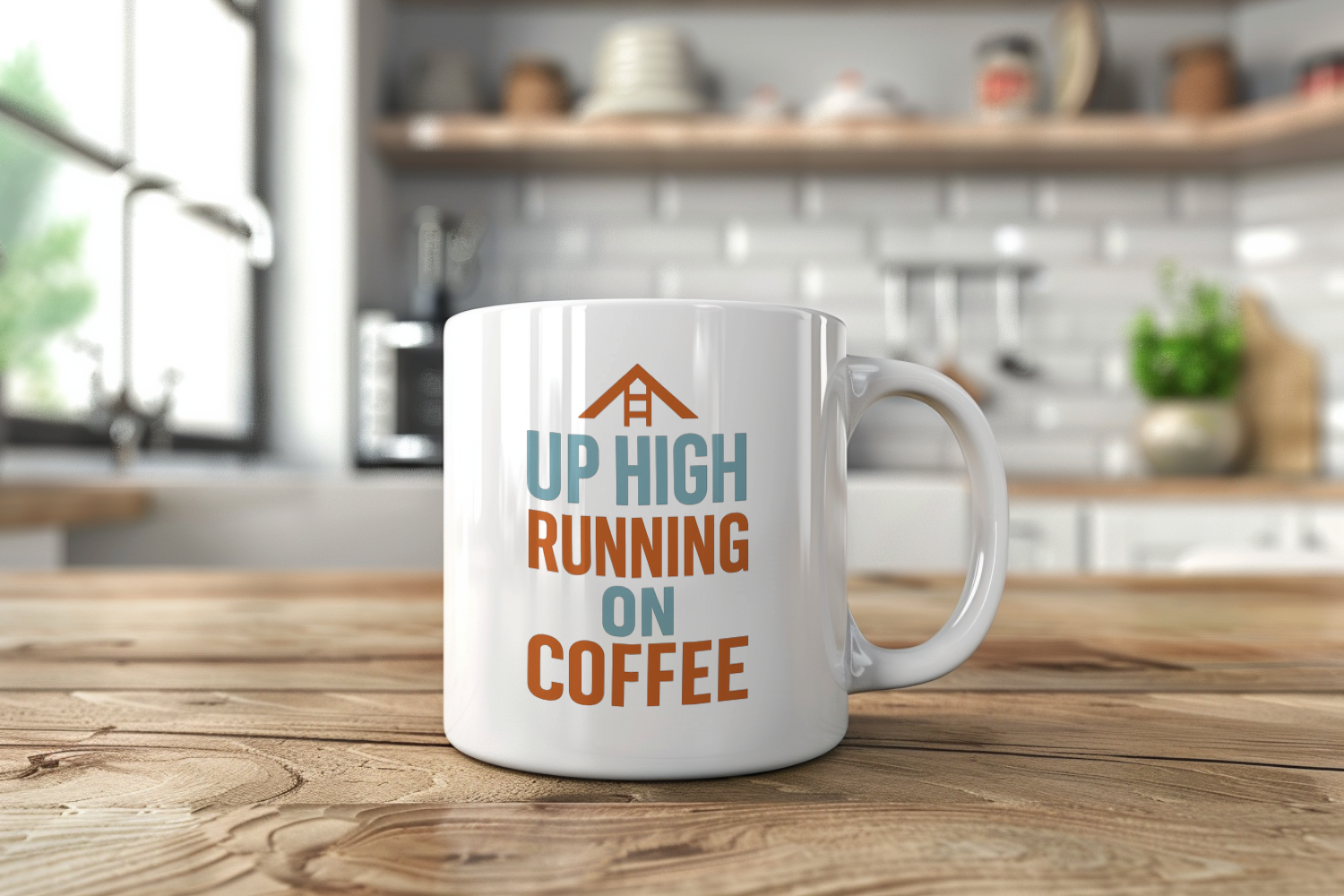 Roofer Up High And Running On Coffee Coffee Mug | Coffee Lover Gift | Ceramic Mug