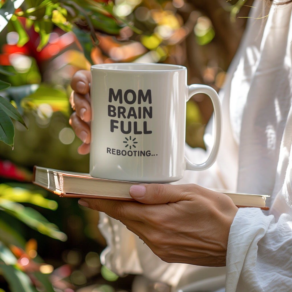 Mom Brain Full Please Reboot Coffee Mug | Gift for Mom | Ceramic Mug