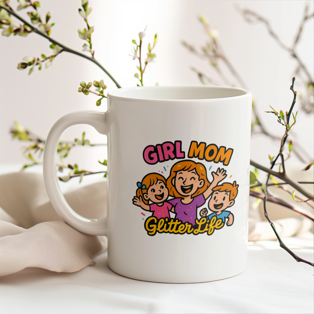 Girl Mom Hair Bows And Chaos Coffee Mug | Funny Girl Mom Gift | Ceramic Mug