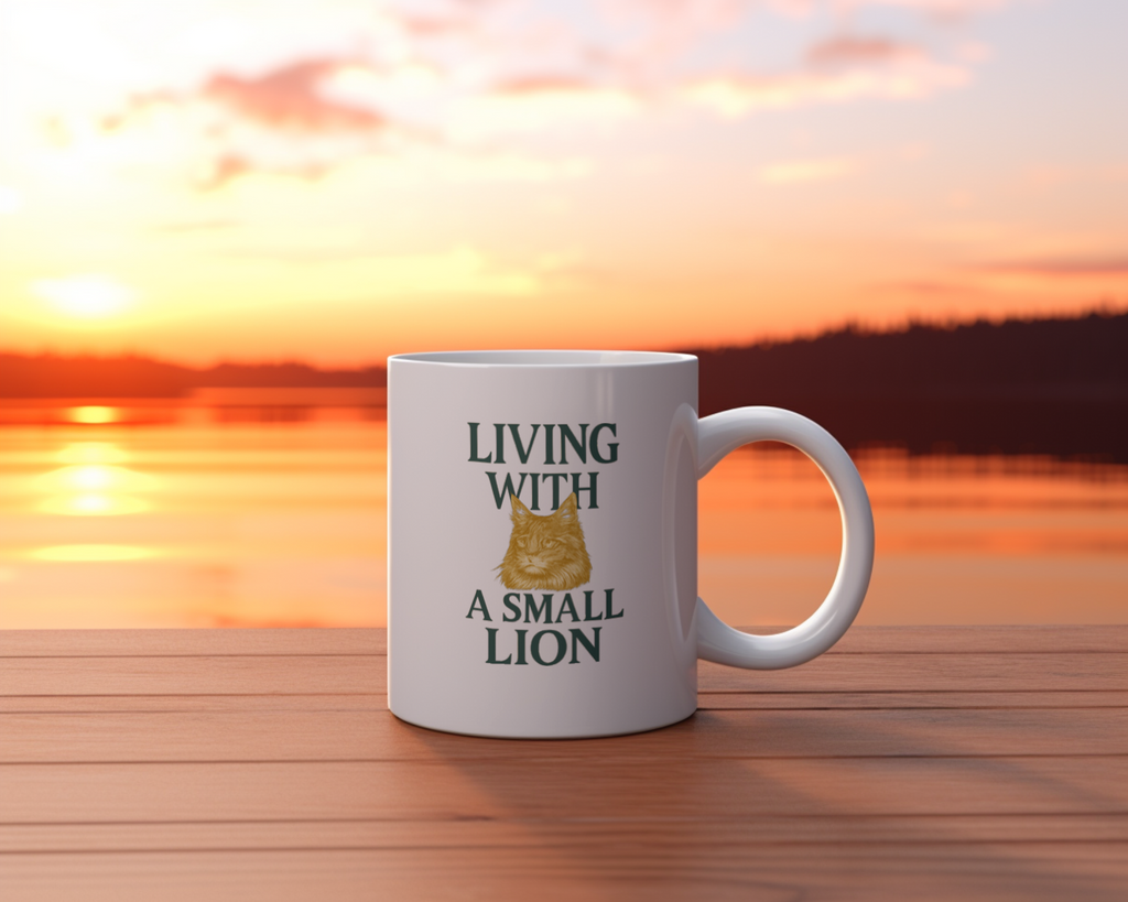 Maine Coon Mom Living With A Small Lion Coffee Mug | Gift for Mom | Ceramic Mug