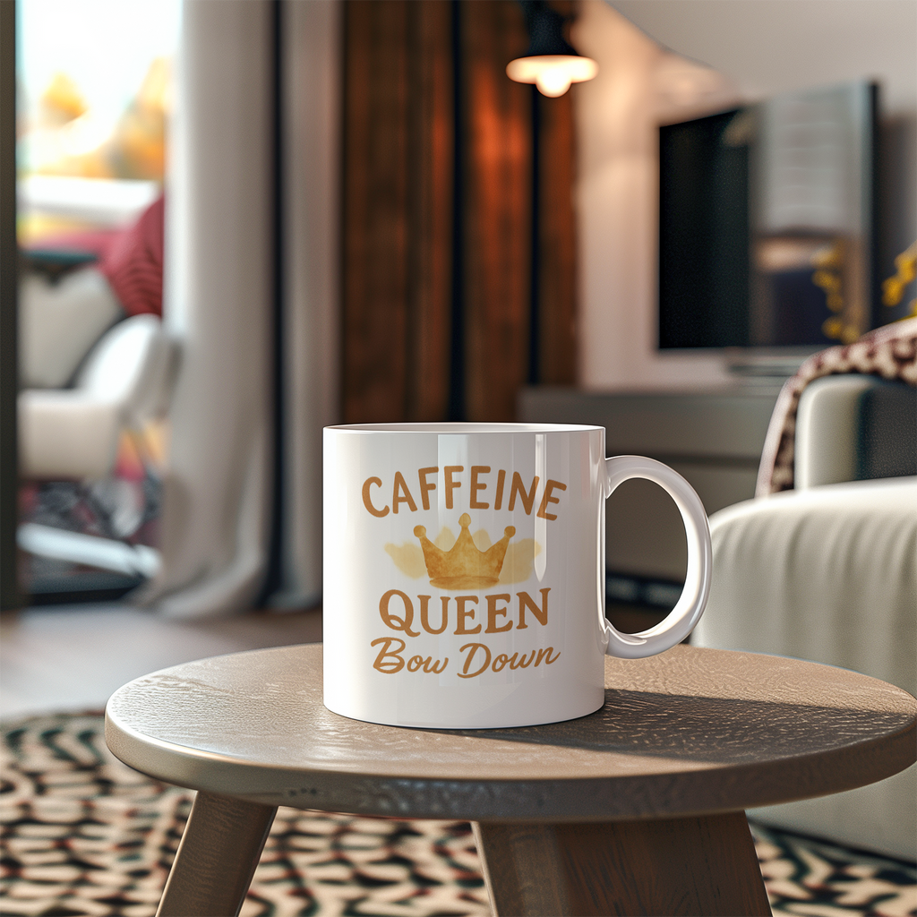 Born To Be Caffeine Queen Coffee Mug | Coffee Lover Gift | Ceramic Mug