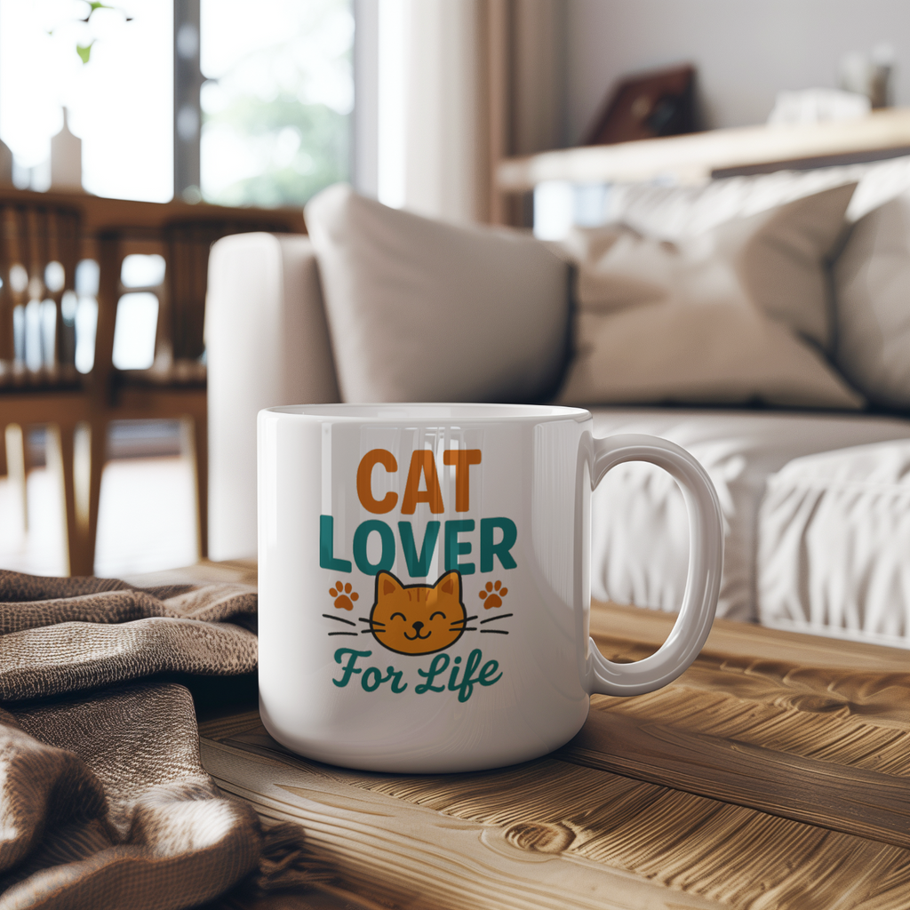 Cat Lover Powered By Caffeine And Purrs Coffee Mug | Gift For Her | Ceramic Mug