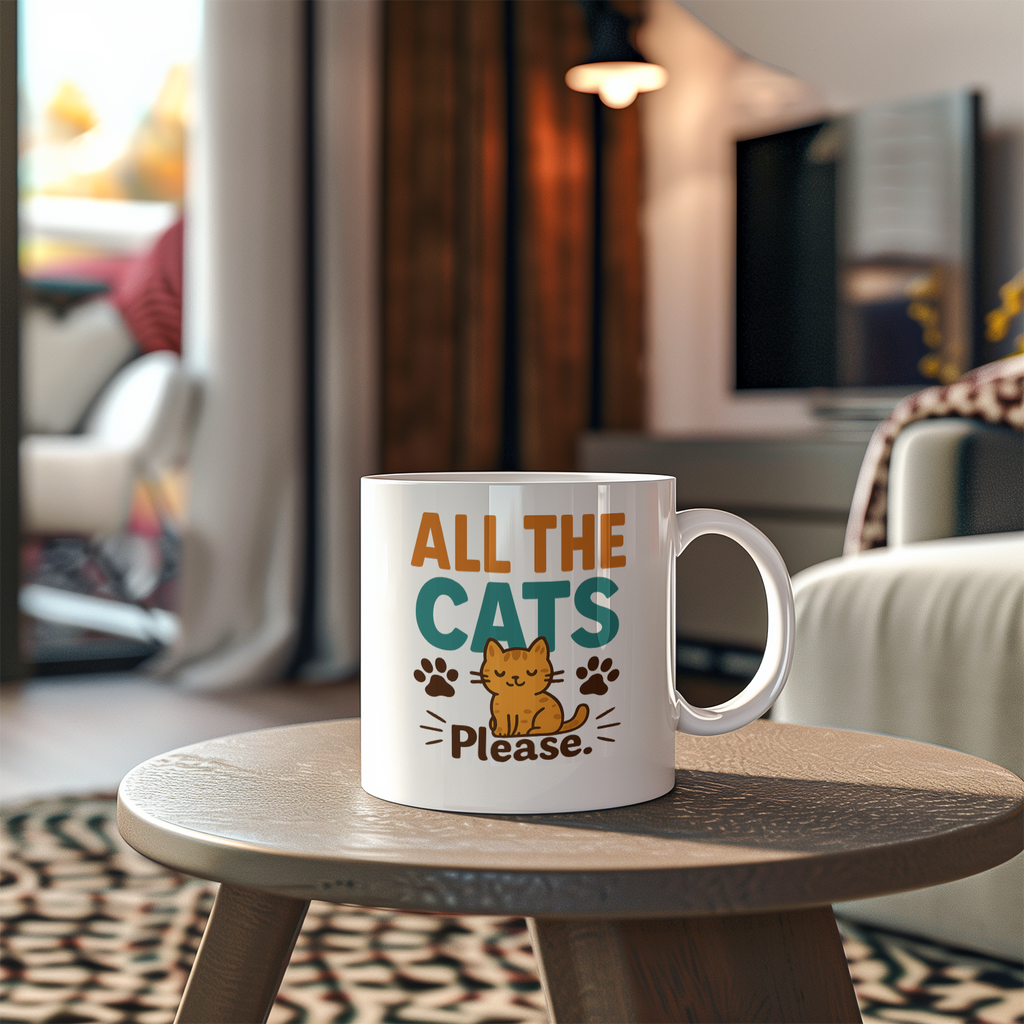 All My Kids Have Four Paws Coffee Mug | Funny Cat Mom Humor | Ceramic Mug