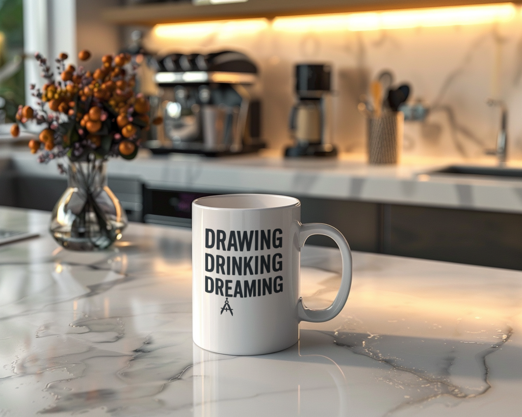 Architect Drawing Drinking Dreaming Coffee Mug | Unique Gift | Ceramic Mug