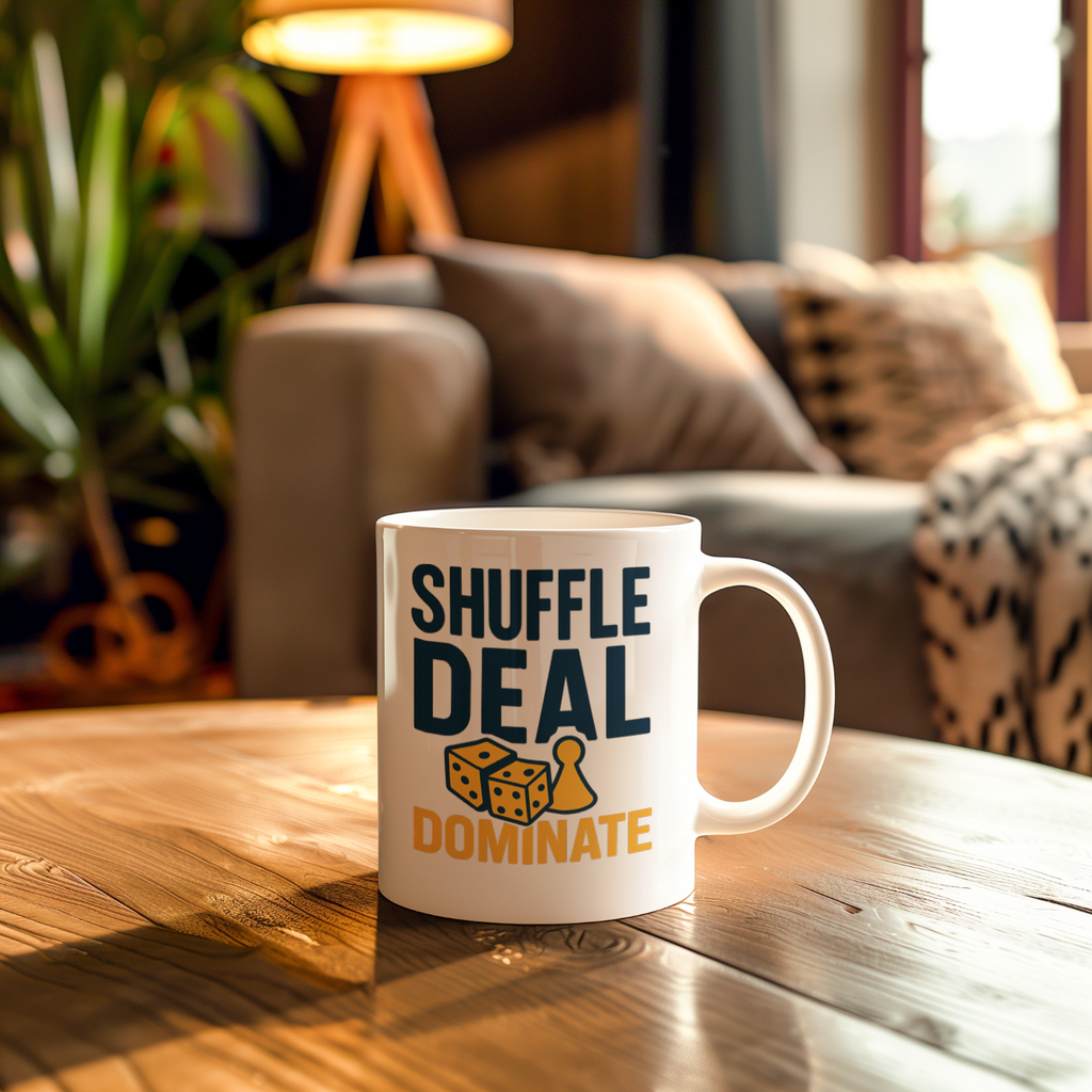 Board Game Night Host Shuffle Deal Dominate Coffee Mug | Unique Gift | Ceramic Mug