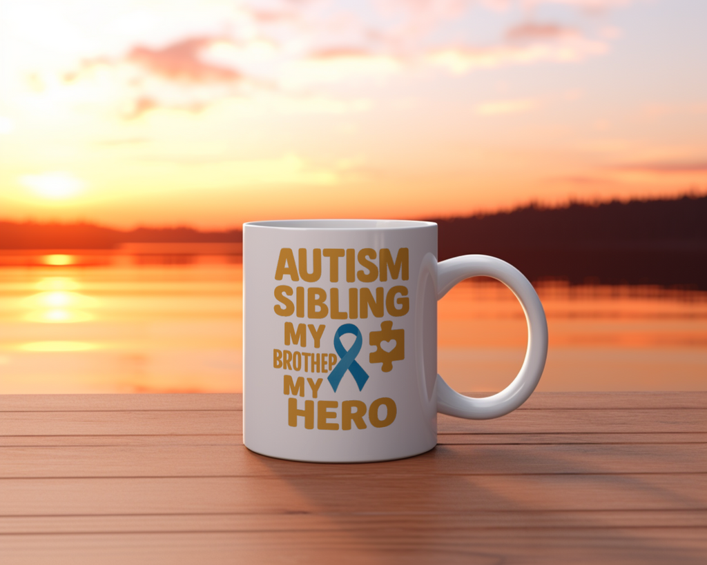 Autism Sibling My Brother My Hero My Best Friend Coffee Mug | Autism Awareness Gift | Ceramic Mug