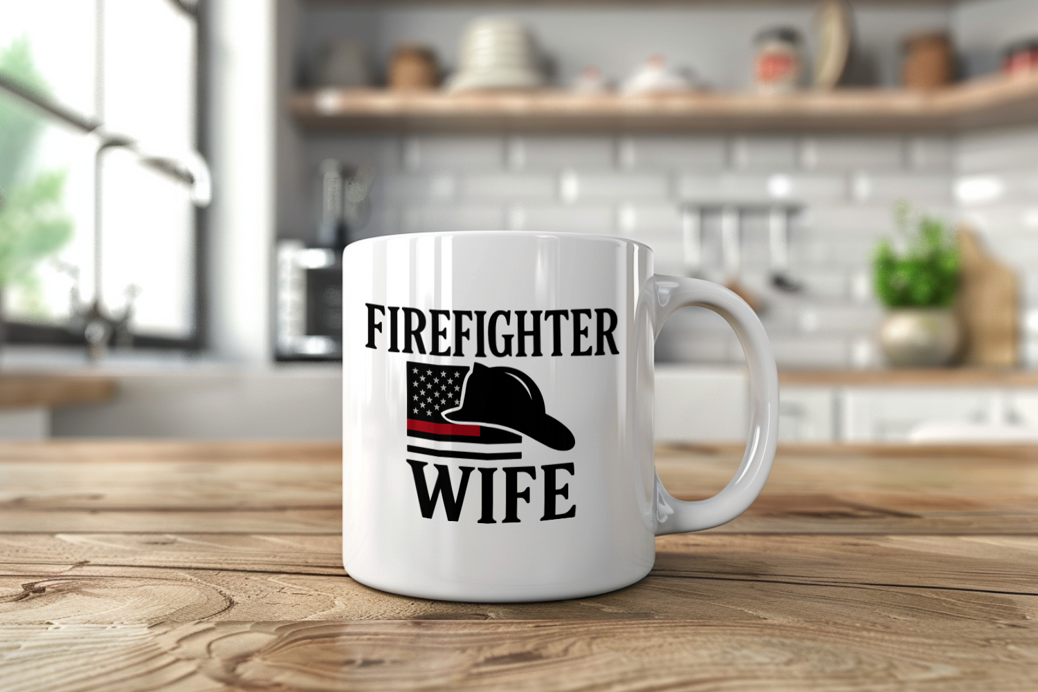Firefighter Wife Thin Red Line Coffee Mug | Unique Gift | Ceramic Mug