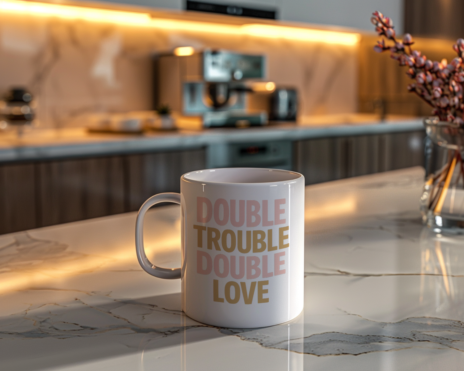 Twin Mom Double Trouble Double Love Coffee Mug | Gift for Mom | Ceramic Mug