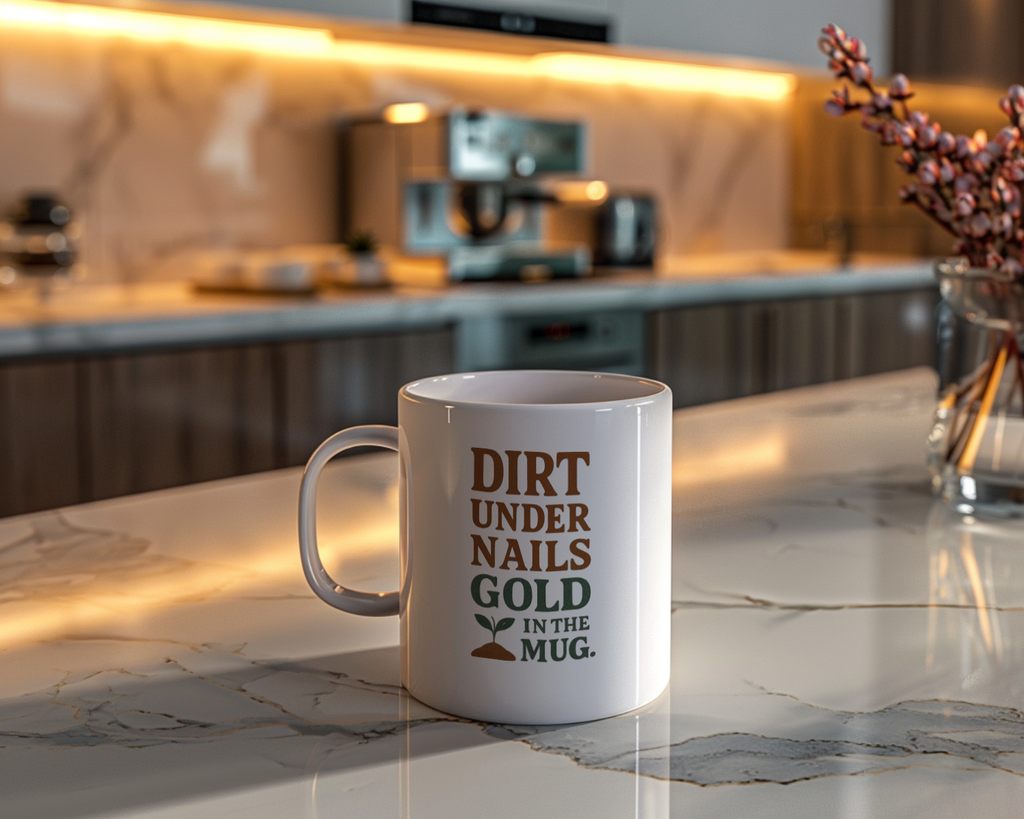 Gardener Dirt Under Nails Gold In The Mug Coffee Mug | Unique Gift | Ceramic Mug