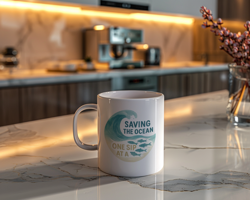 Marine Biologist Saving The Ocean One Sip At A Time Coffee Mug | Unique Gift | Ceramic Mug