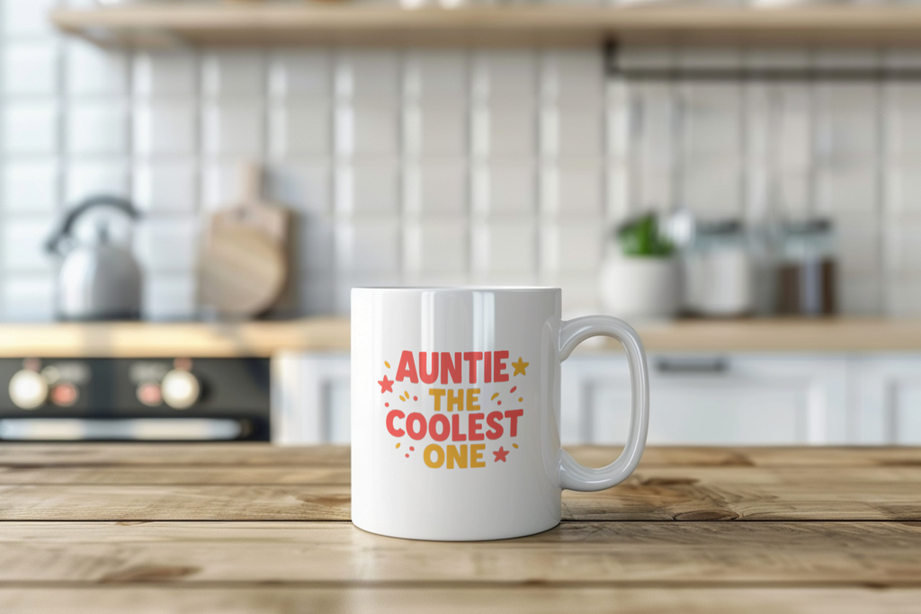 Auntie The Coolest One In The Family Coffee Mug | Unique Gift | Ceramic Mug