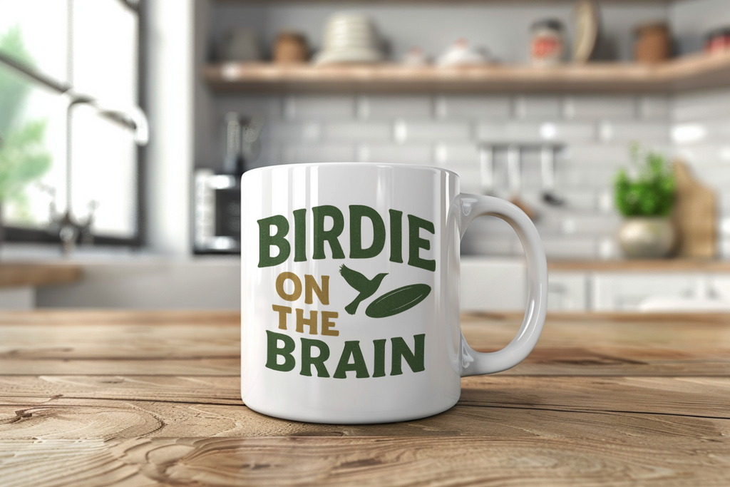 Disc Golfer Birdie On The Brain Coffee In Hand Coffee Mug | Coffee Lover Gift | Ceramic Mug