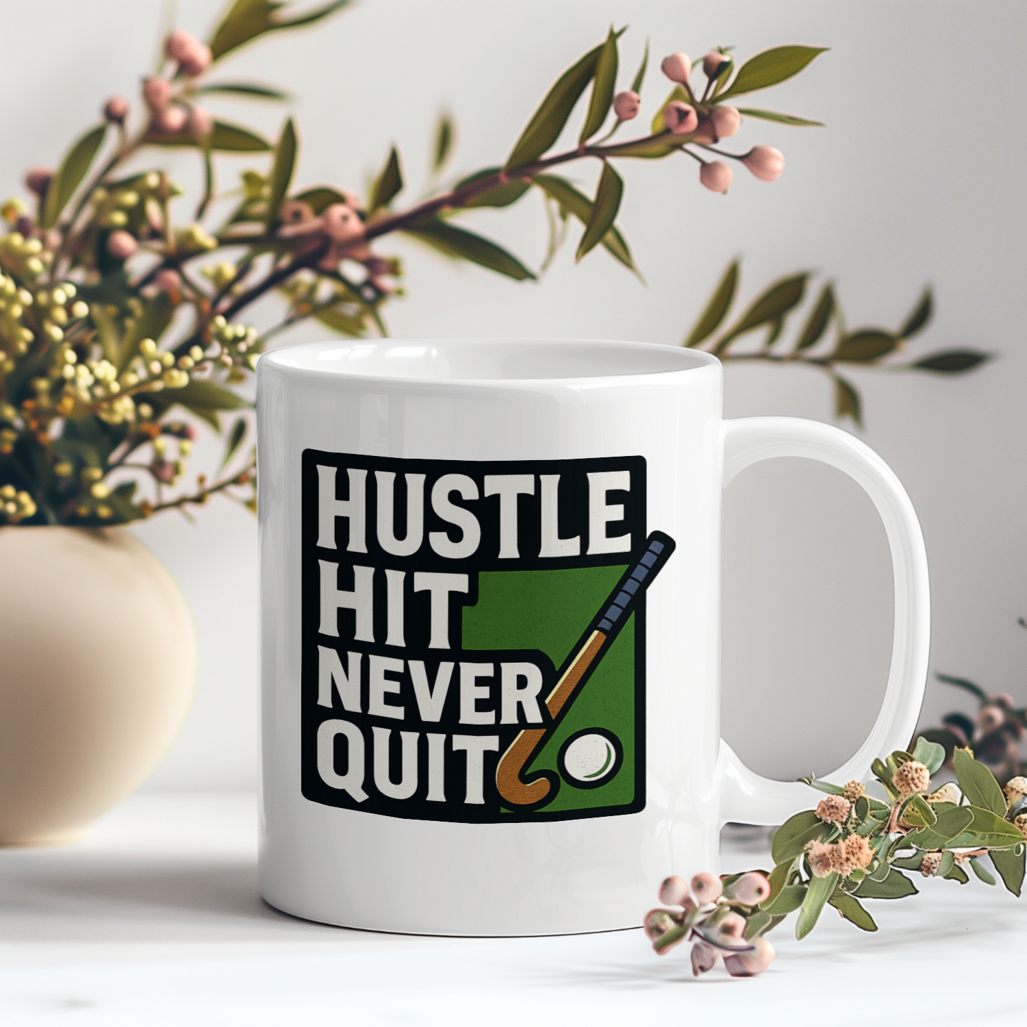 Field Hockey Mom Hustle Hit Never Quit Coffee Mug | Gift for Mom | Ceramic Mug