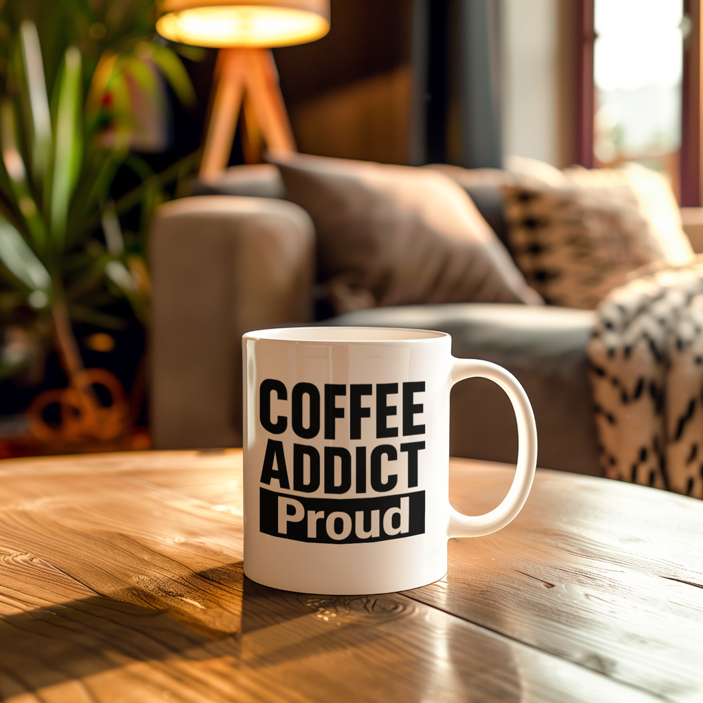 Coffee Addict And Proud Of It Coffee Mug | Funny Coffee Gift | Ceramic Mug