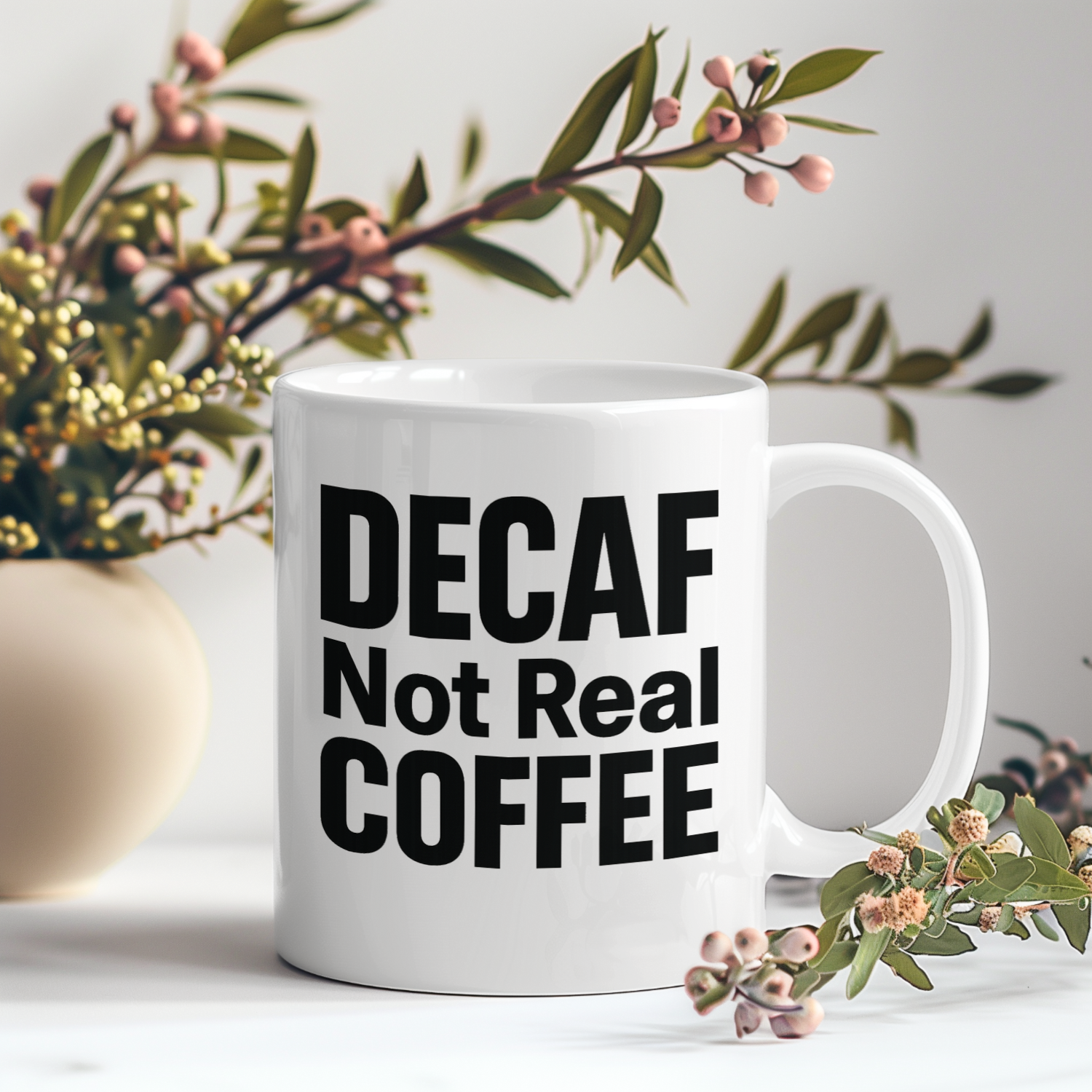 Real Coffee Only No Decaf Zone Coffee Mug | Funny Coffee Lover Gift | Ceramic Mug
