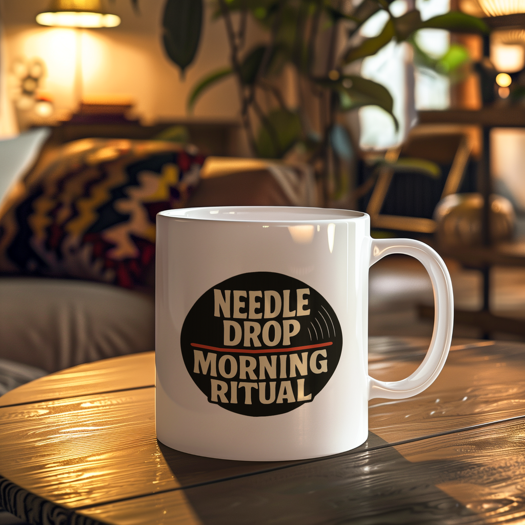 Vintage Vinyl Collector Needle Drop Morning Ritual Coffee Mug | Unique Gift | Ceramic Mug