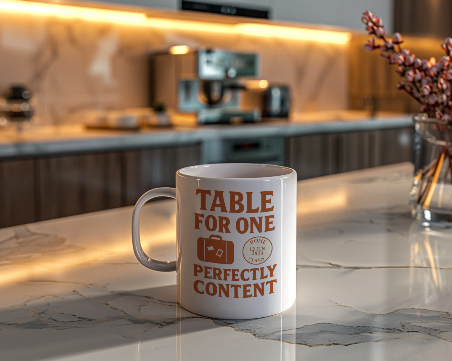 Solo Traveler Table For One Perfectly Content Coffee Mug | Unique Gift | Ceramic Mug