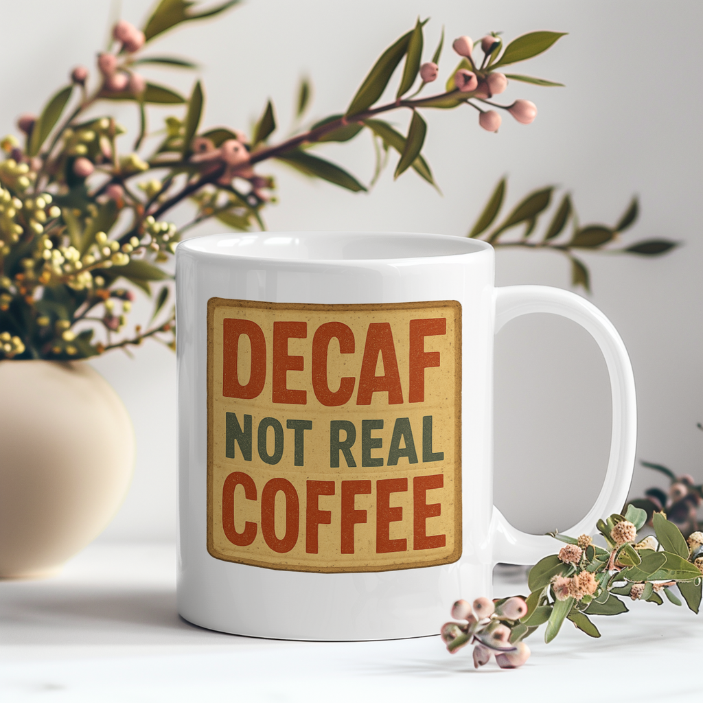 Decaf Is Just Dirty Dishwater Coffee Mug | Funny Anti Decaf Gift | Ceramic Mug