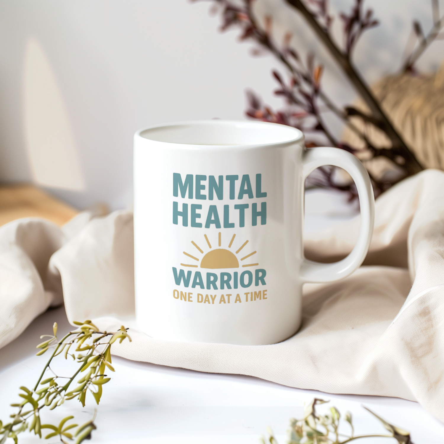 Mental Health Warrior Take It One Day At A Time Coffee Mug | Unique Gift | Ceramic Mug