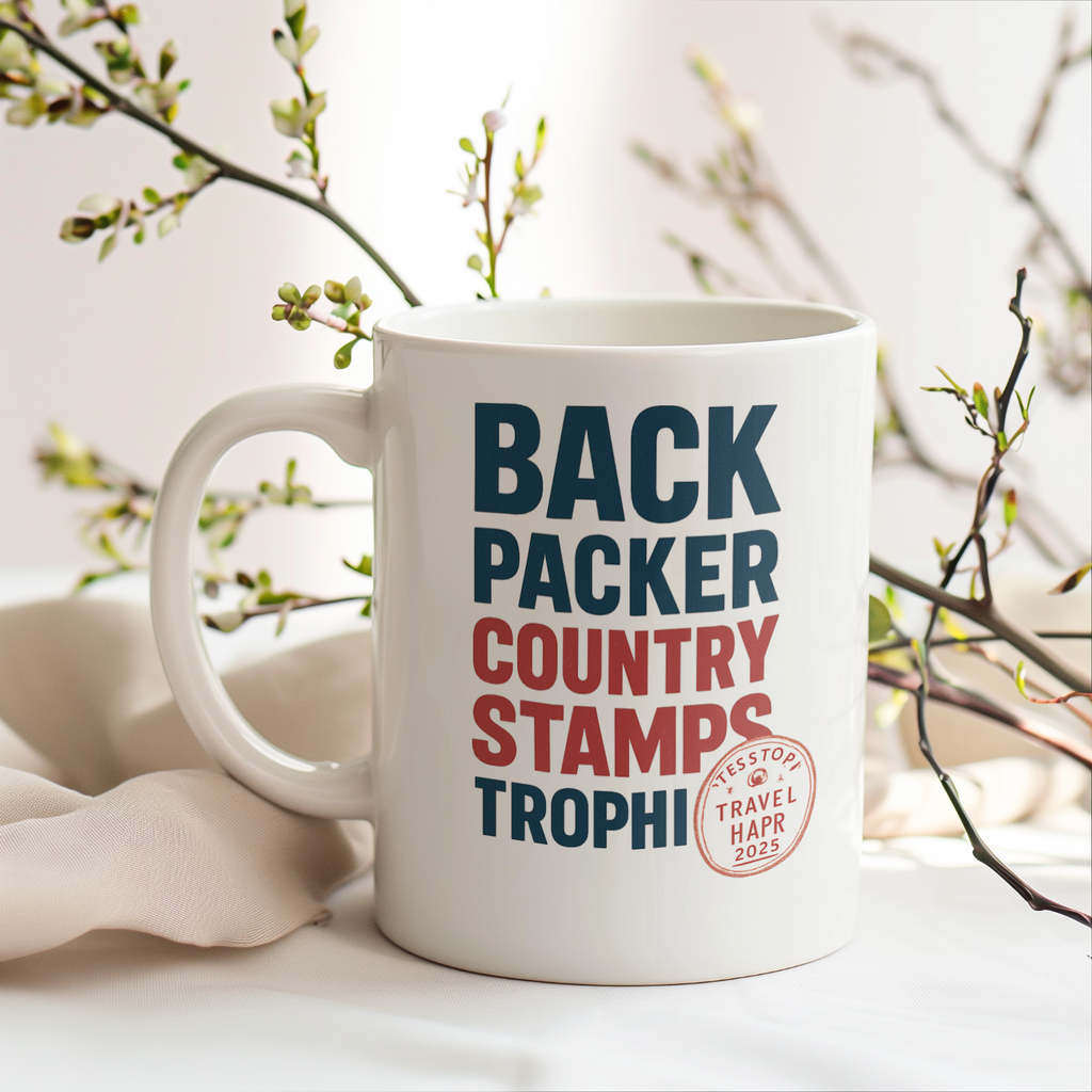 Backpacker Country Stamps Are My Trophy Wall Coffee Mug | Unique Gift | Ceramic Mug