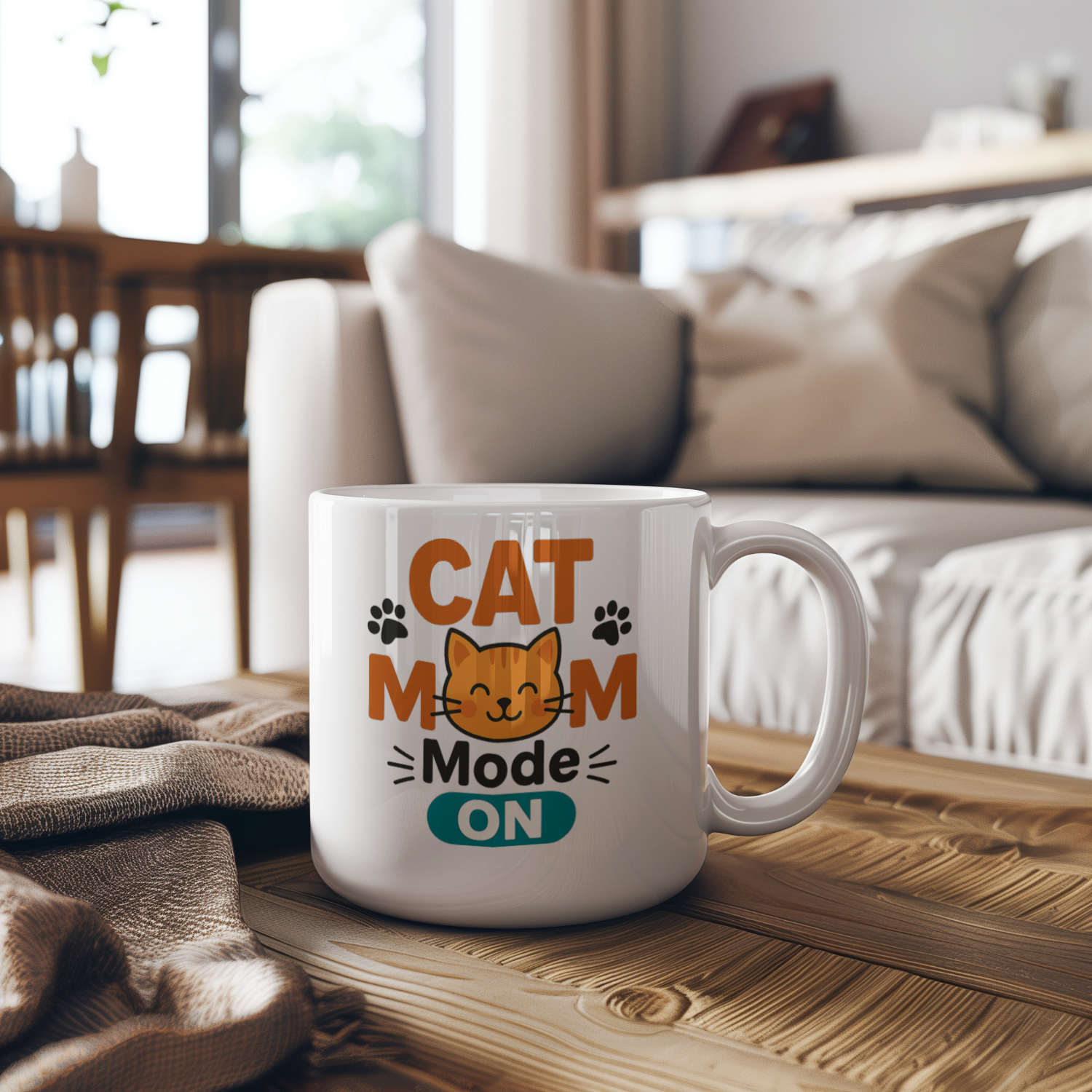 Cat Mom Mode On Coffee Mug | Funny Cat Gift | Ceramic Mug