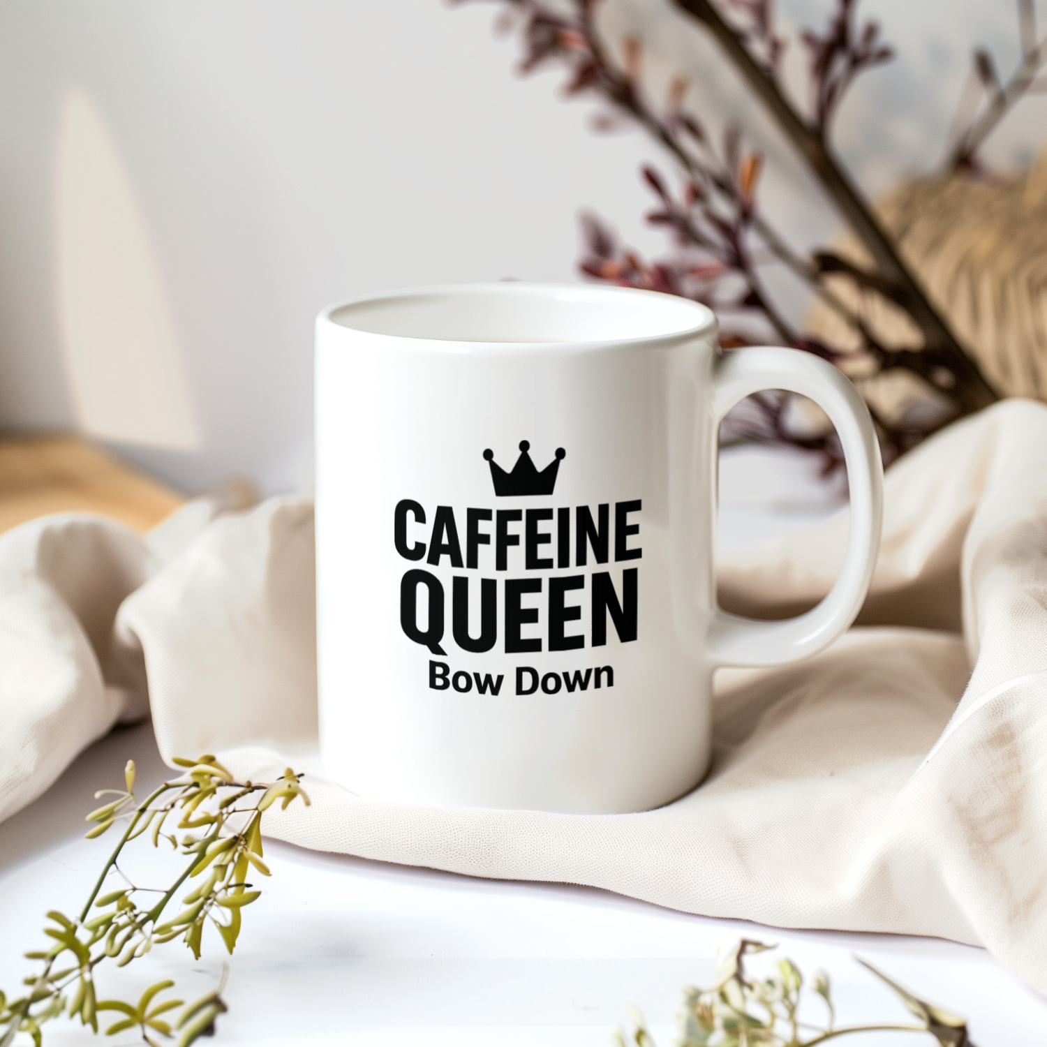 All Hail The Caffeine Queen Coffee Mug | Funny Coffee Queen Gift | Ceramic Mug