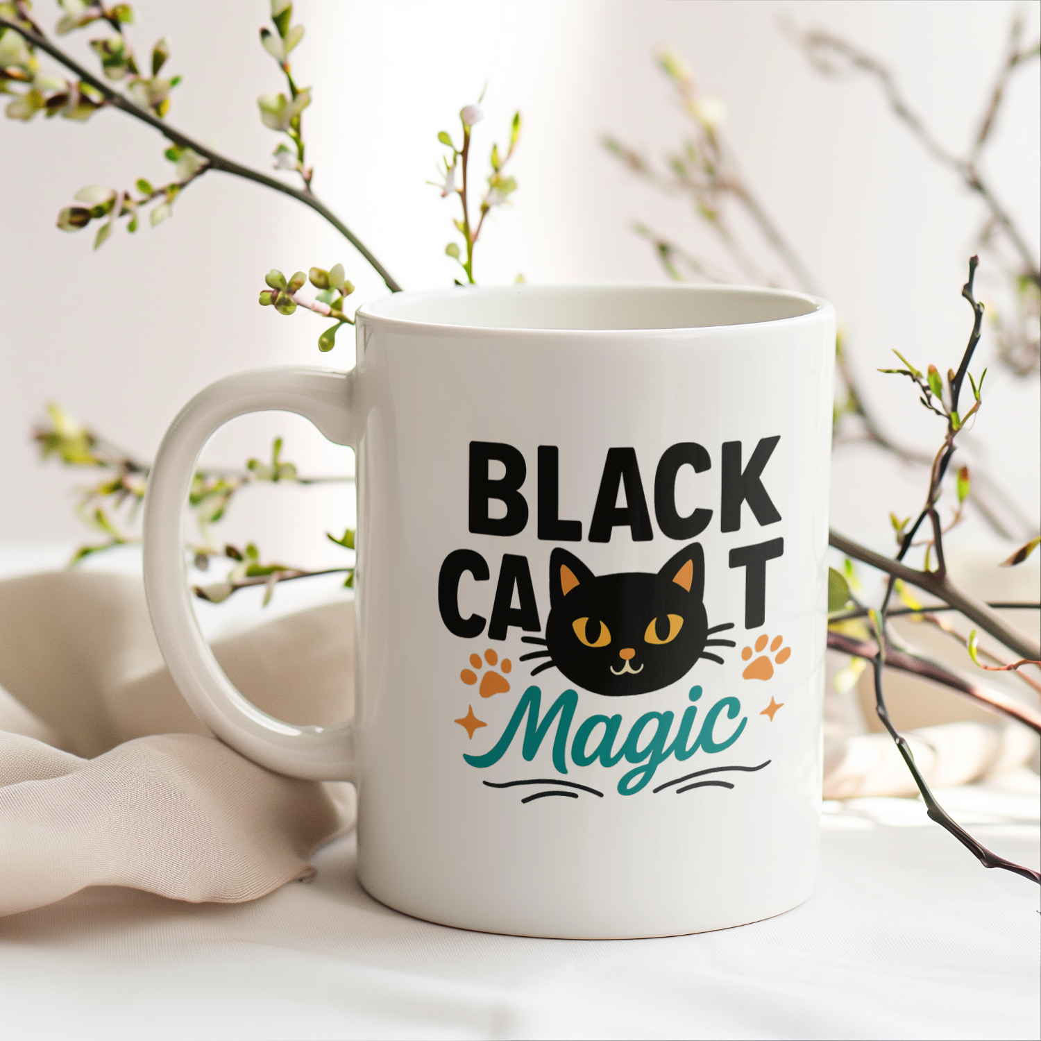 Black Cat Approved This Message Coffee Mug | Cat Humor Gift | Ceramic Mug