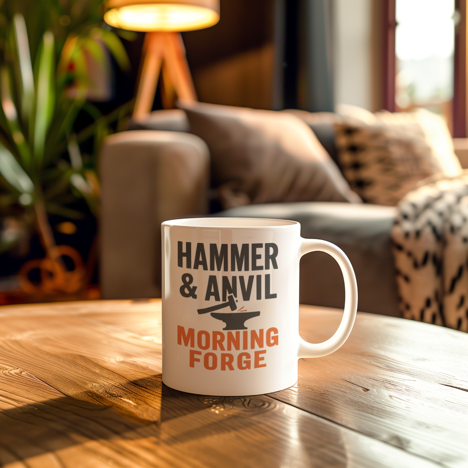 Metal Worker Hammer And Anvil Morning Forge Coffee Mug | Unique Gift | Ceramic Mug