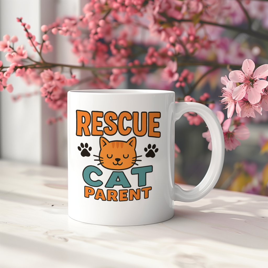 Proud Rescue Cat Parent Coffee Mug | Shelter Adoption Gift | Ceramic Mug