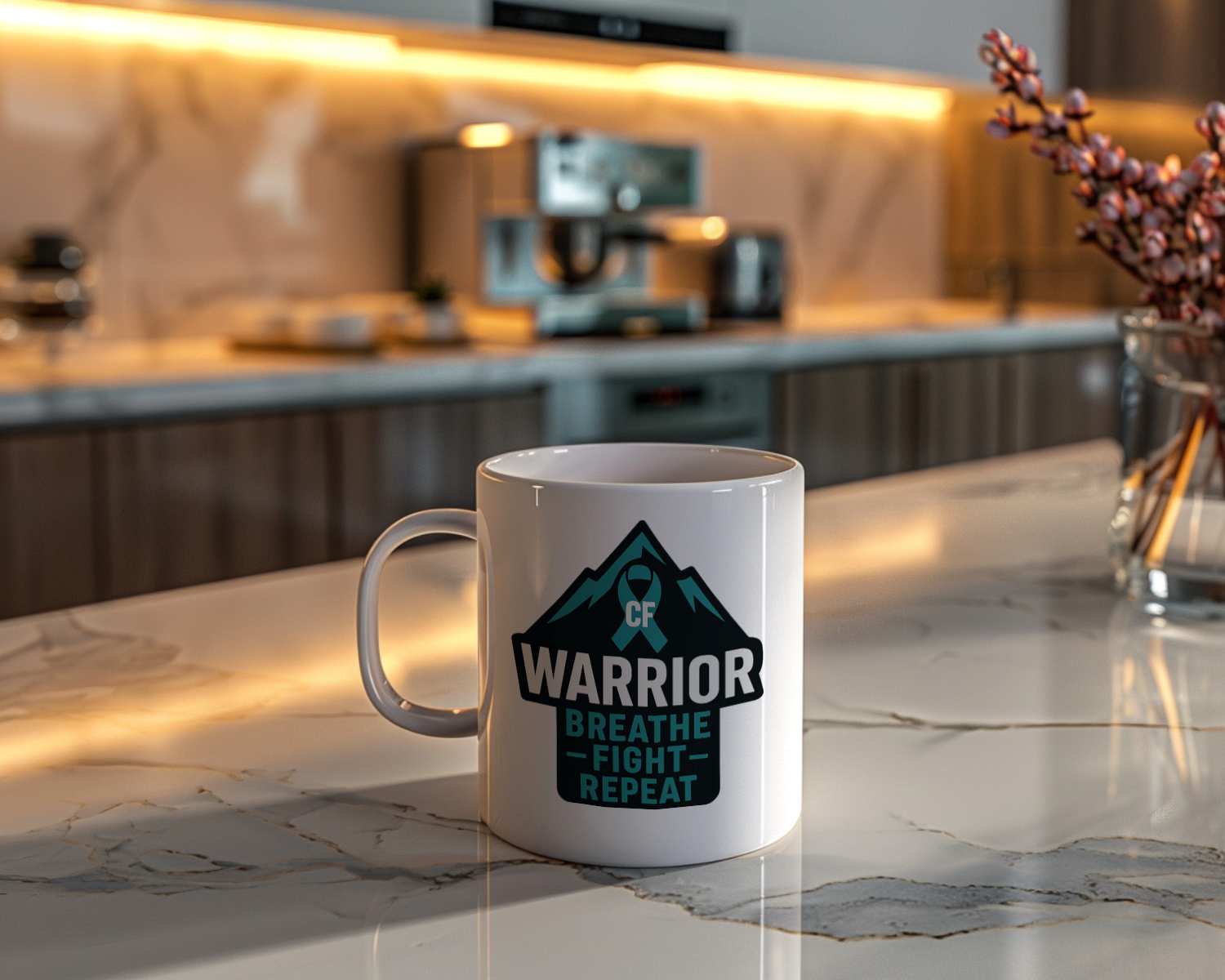 Cystic Fibrosis Warrior Breathe Fight Repeat Ceramic Mug