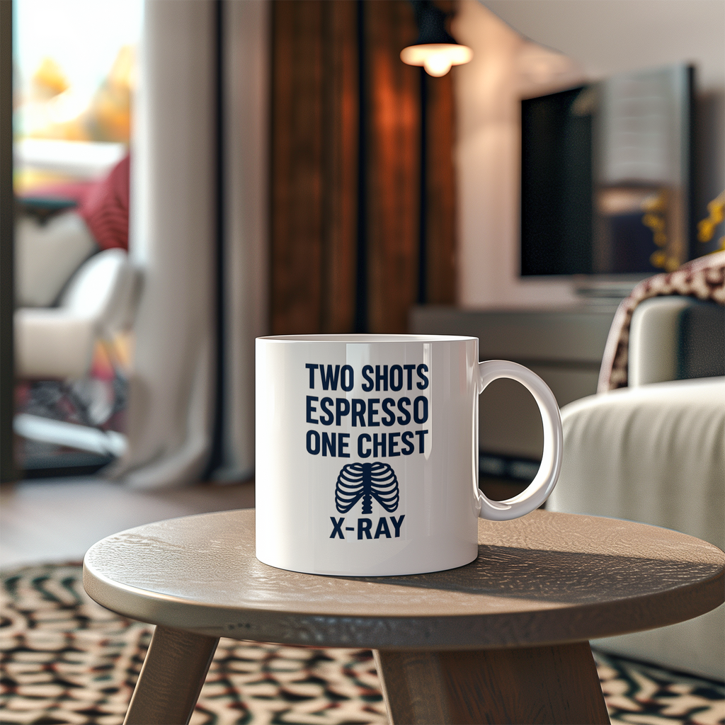 Radiology Tech Two Shots Espresso One Chest Xray Coffee Mug | Unique Gift | Ceramic Mug