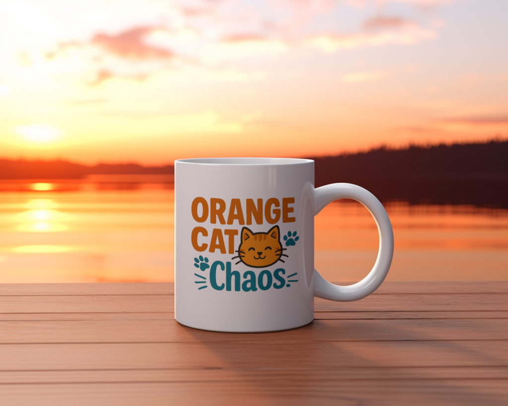 Orange Cat Chaos Mode Activated Coffee Mug | Funny Pet Humor | Ceramic Mug