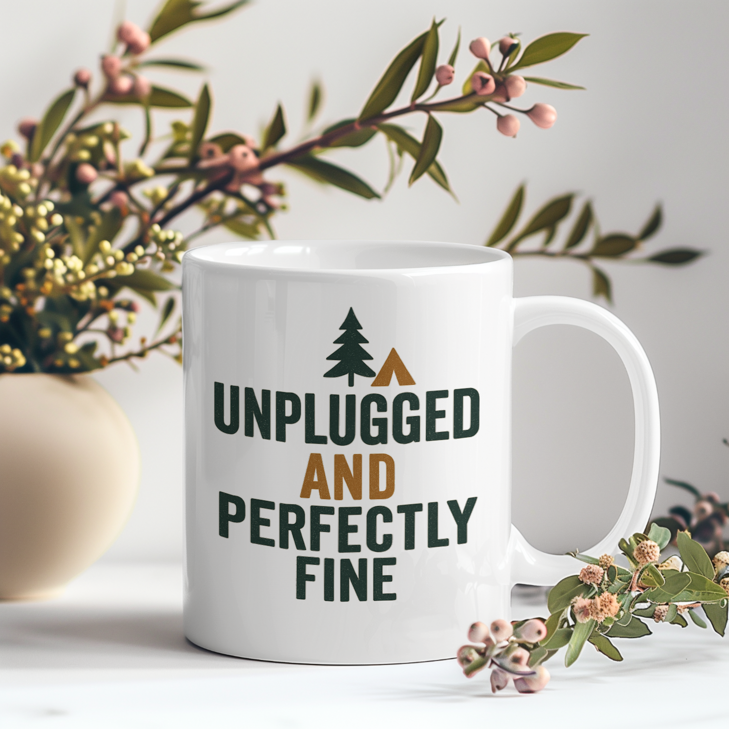 Camper Unplugged And Perfectly Fine With It Coffee Mug | Unique Gift | Ceramic Mug