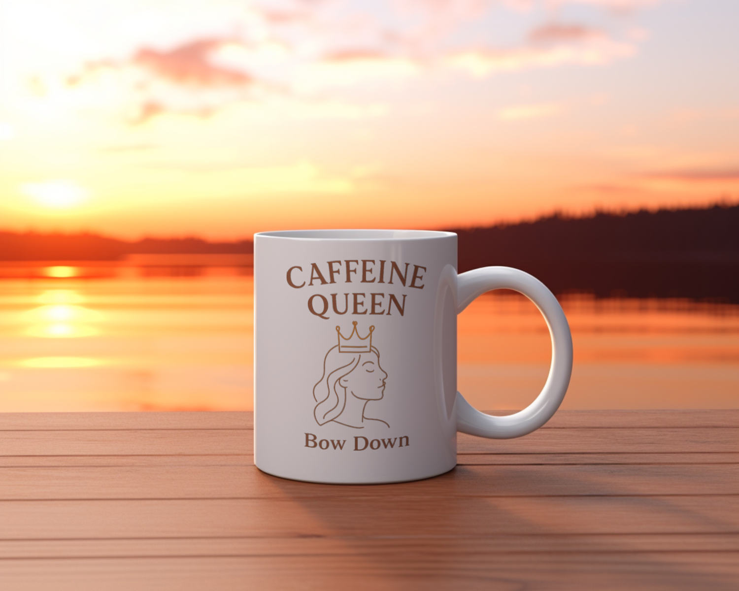 Bow Down To The Caffeine Queen Coffee Mug | Coffee Queen Humor | Ceramic Mug