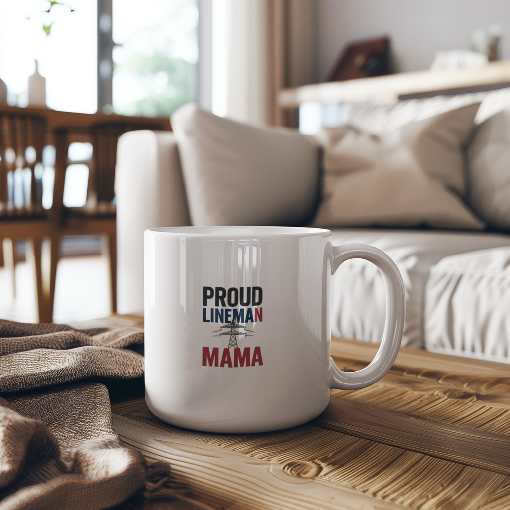 Lineman Mama Proud Of My Boots On The Ground Coffee Mug | Unique Gift | Ceramic Mug