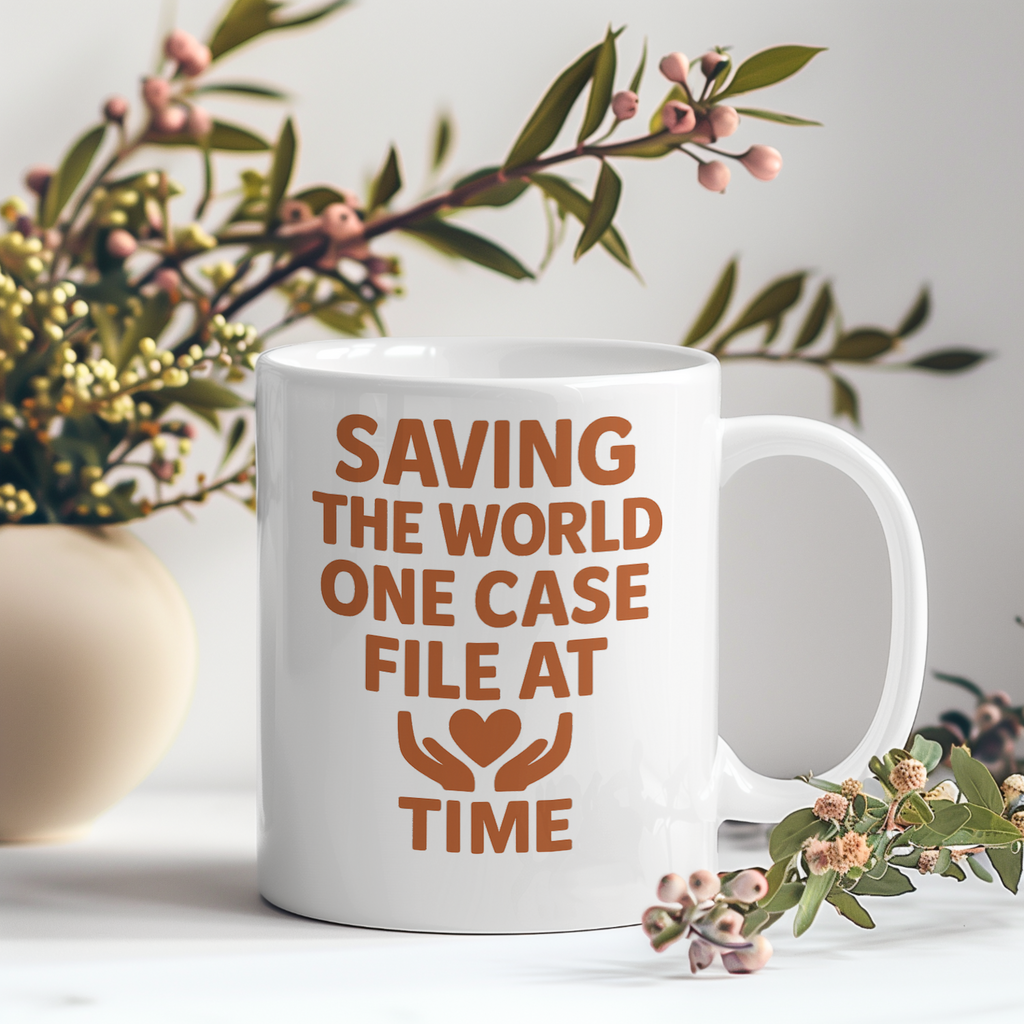 Social Worker Saving The World One Case File At A Time Coffee Mug | Unique Gift | Ceramic Mug