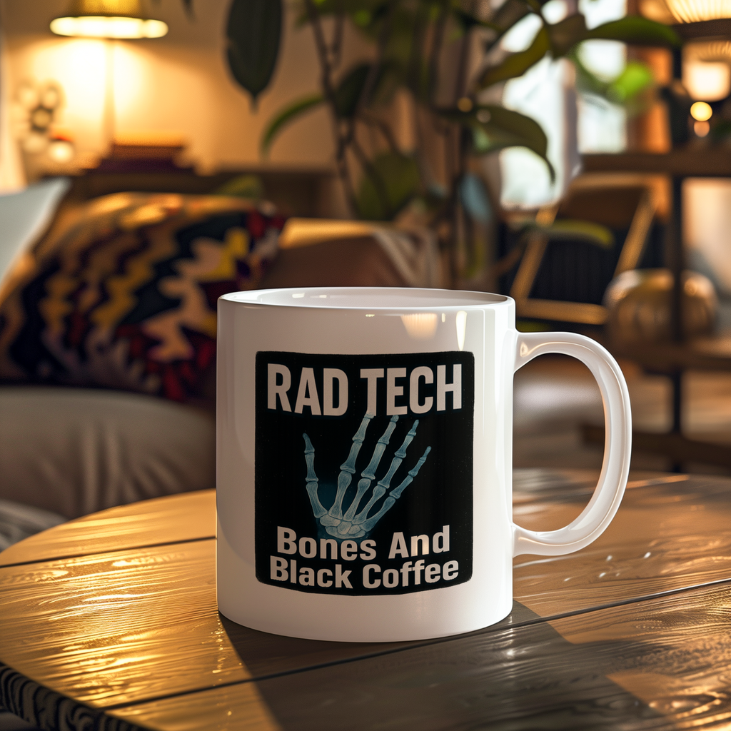 Radiologic Technologist Bones And Black Coffee Ceramic Mug