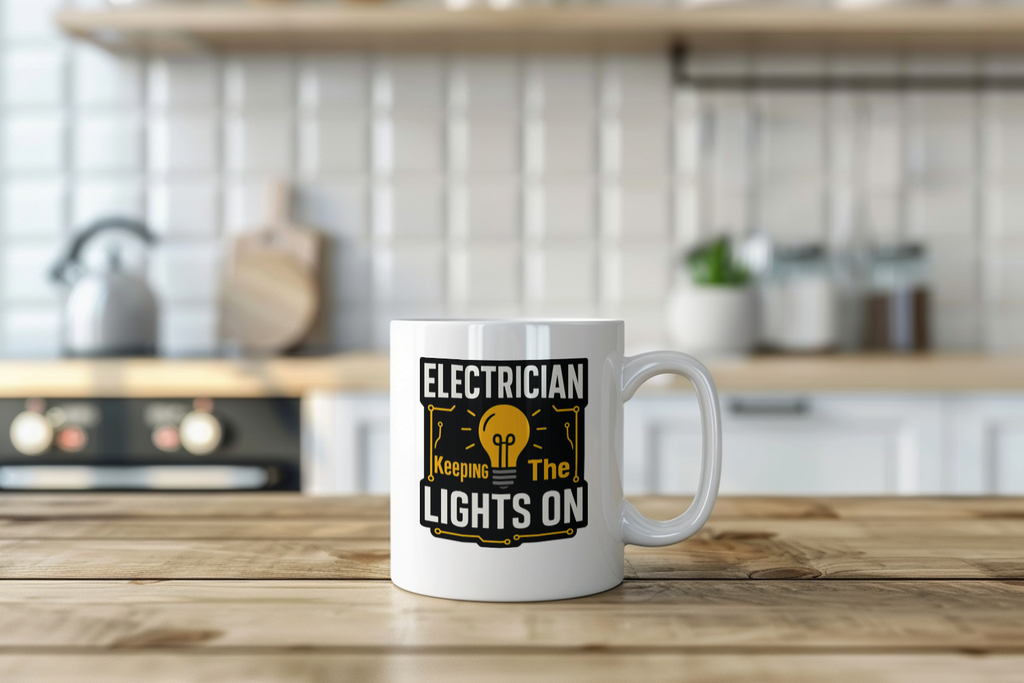 Electrician Keeping The Lights On Coffee Mug | Unique Gift | Ceramic Mug