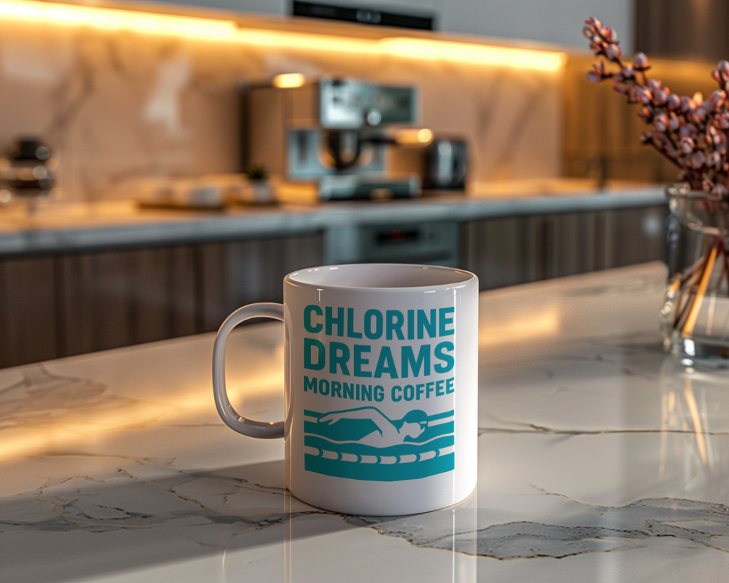 Swim Coach Chlorine Dreams And Morning Coffee Coffee Mug | Coffee Lover Gift | Ceramic Mug