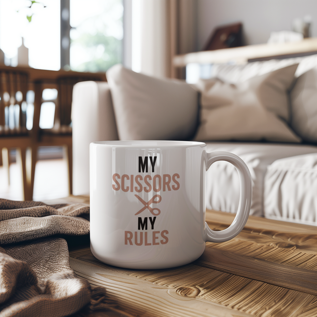 Hair Stylist My Scissors My Rules Coffee Mug | Unique Gift | Ceramic Mug